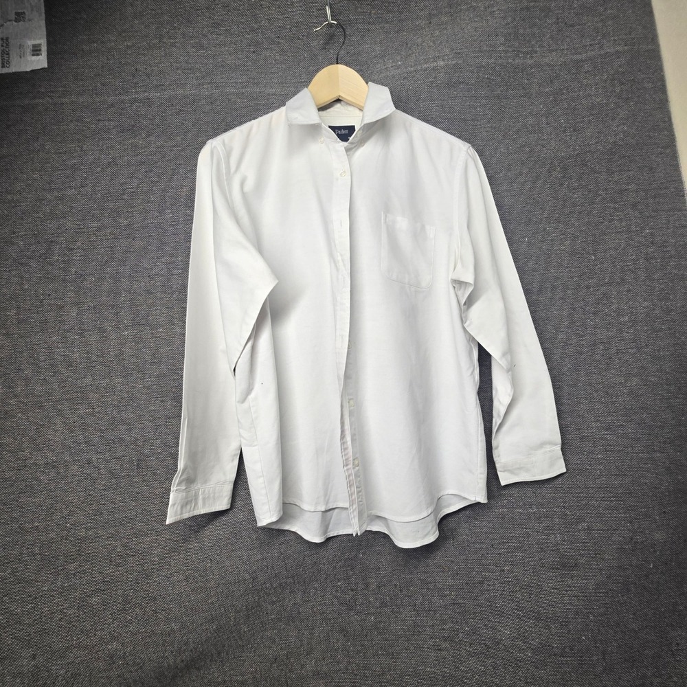 Parker Mens White Long Sleeve Button Down Oxford Shirt Size 16 Pocket